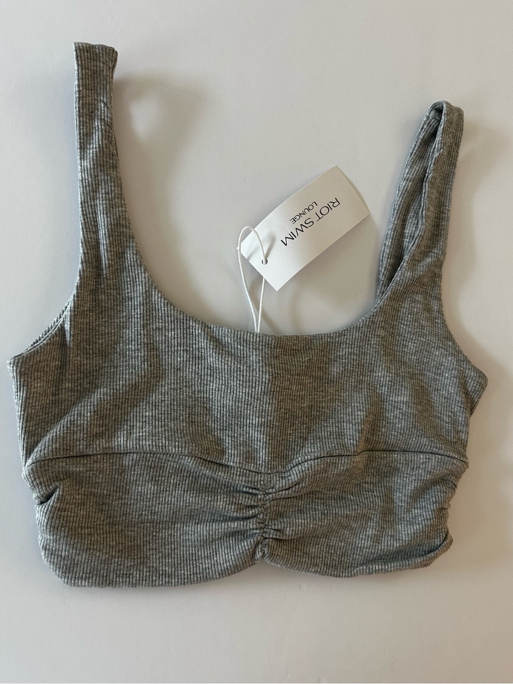 Riot Swim Lounge Gray Ribbed Bralette NWT Size Small Comfy Bamboo Stretch
